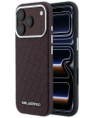 Θήκη Karl Lagerfeld Grained Allover Logo Metal Elongated MagSafe για iPhone 18 Pro / 17 Pro Μπορντό
